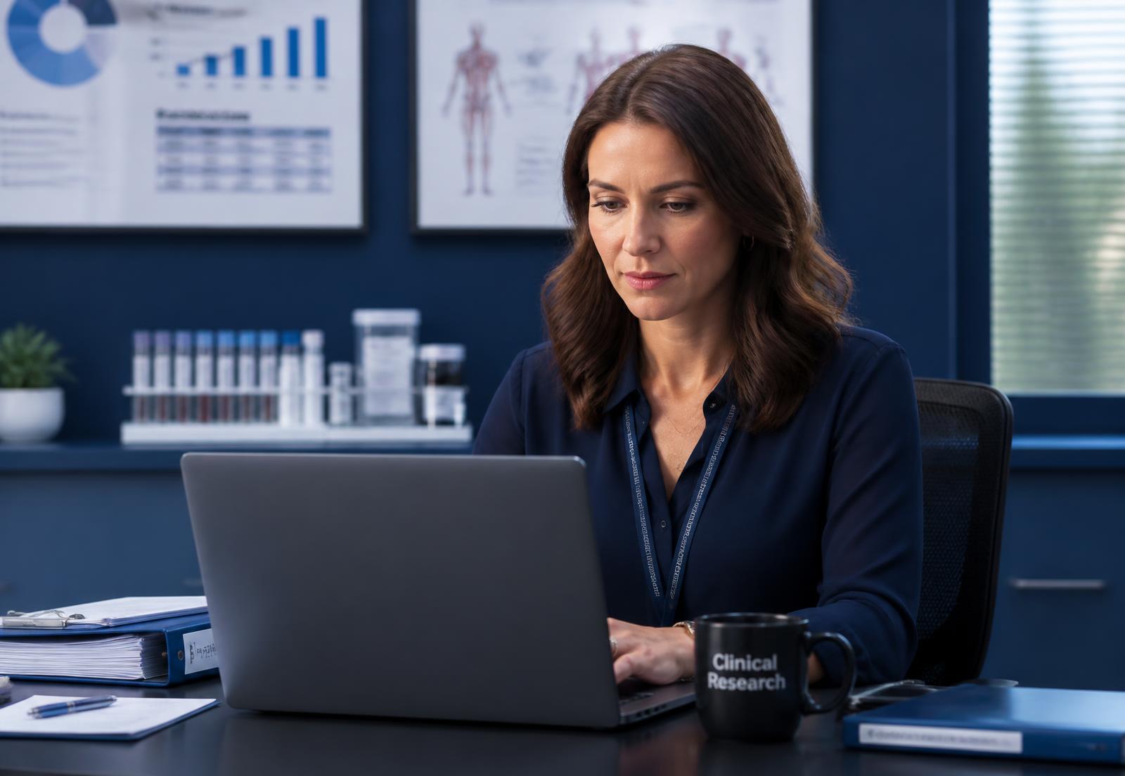 Reviewer checking structured process documentation on a laptop